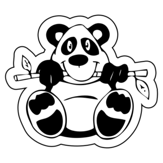 Funny Panda Eating Bamboo Sticker (Black)